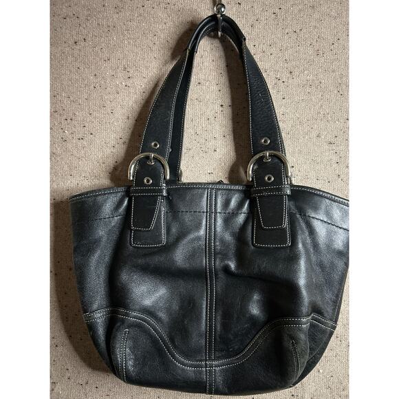 Vintage Y2K Coach Soho Buckle Shoulder Bag Black Leather Tote Purse 9544 - Picture 4 of 9